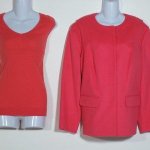 NWT DONCASTER Beautiful Coral Jacket & Sleeveles Sweater Set Size J-18W S-2W